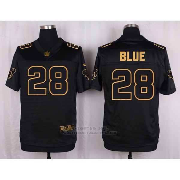 Camiseta Houston Texans Blue Negro Nike Elite Pro Line Gold NFL Hombre